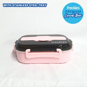 Freckles Lunch Box Stainless Steel Pink - Kotak makan anak dan dewasa dengan sendok garpu